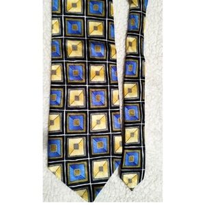 Vintage Men's Ziggurat By Mulberry Geometric Holographic Silk Tie.